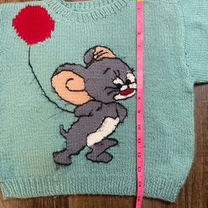 Vintage rare hand knit mouse sweater‎